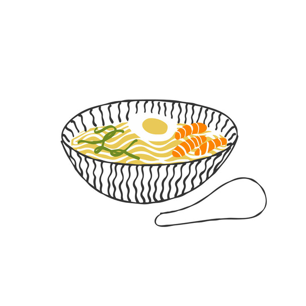 Лапша азиатской кухни изолированные иллюстрации на белом фоне. - Вектор,изображение