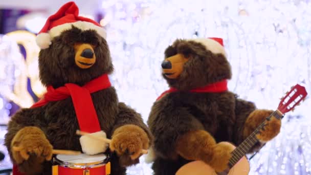 Bären spielen Schlagzeug und Gitarre - Filmmaterial, Video