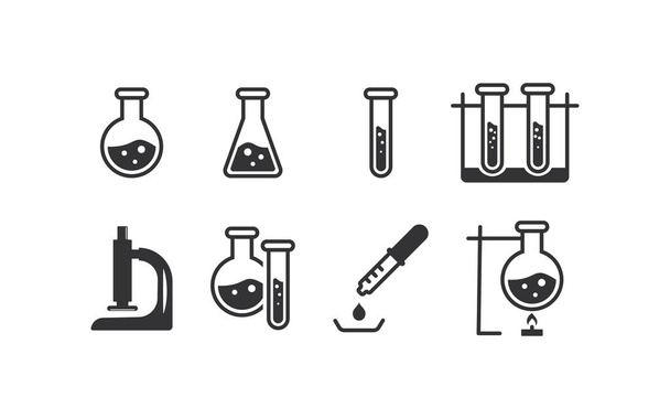 Chemistry icon set. Science illustration symbol. Sign test tubes vector desing. - Vector, Image