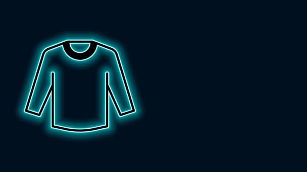 Icona luminosa al neon linea maglione isolato su sfondo nero. Icona del Pullover. Segno di felpa. Animazione grafica 4K Video motion. - Filmati, video