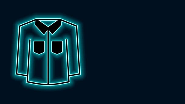 Leuchtendes Neon Line Shirt Symbol isoliert auf schwarzem Hintergrund. 4K Video Motion Grafik Animation. - Filmmaterial, Video