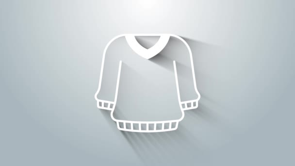 Jersey blanco icono aislado sobre fondo gris. Icono del jersey. Señal de sudadera. Animación gráfica de vídeo 4K. - Metraje, vídeo