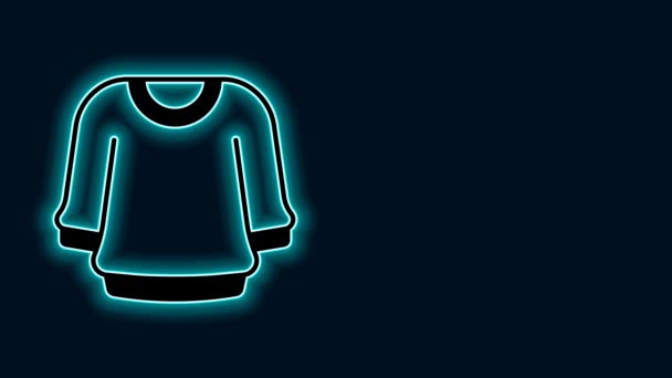 Leuchtendes Neon Line Sweater Symbol isoliert auf schwarzem Hintergrund. Pullover-Symbol. Sweatshirt-Zeichen. 4K Video Motion Grafik Animation. - Filmmaterial, Video