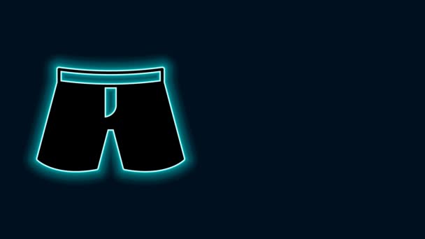 Linea neon luminosa Icona corta o pantaloni isolata su sfondo nero. Animazione grafica 4K Video motion. - Filmati, video