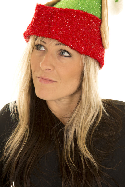 Blond woman in elf hat - 写真・画像