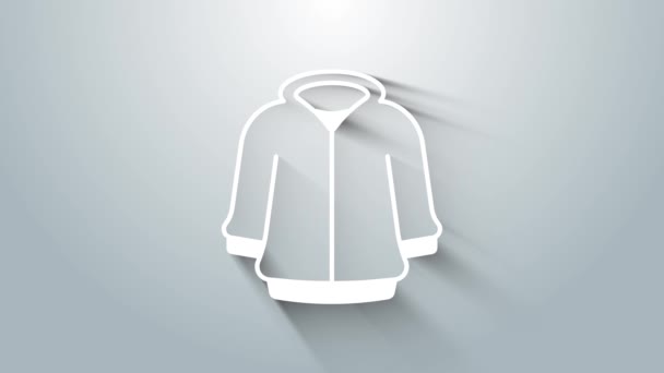 Witte Hoodie pictogram geïsoleerd op grijze achtergrond. Een capuchon sweater. 4K Video motion grafische animatie. - Video