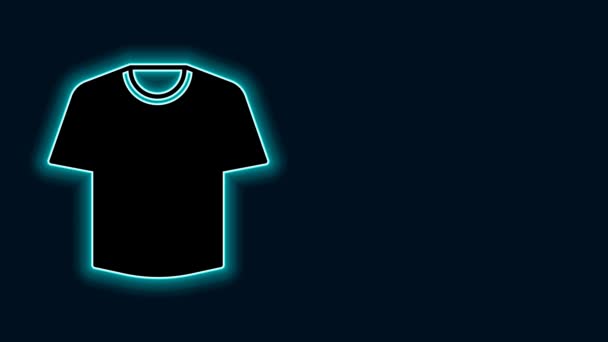 Brilhante ícone de t-shirt de linha de néon isolado no fundo preto. Animação gráfica em movimento de vídeo 4K. - Filmagem, Vídeo