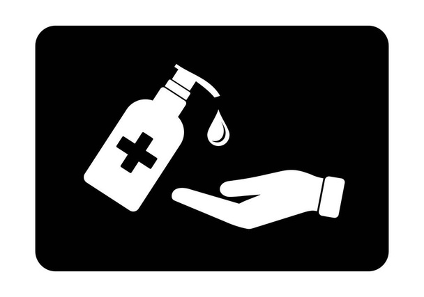 disinfezione della mano con icona del liquido antibatterico - Vettoriali, immagini