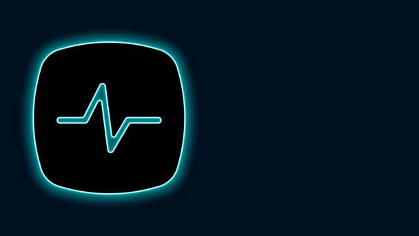 Zářící neonová čára Ikona srdeční frekvence izolovaná na černém pozadí. Znamení tlukot srdce. Ikona pulsu srdce. Ikona kardiogramu. Grafická animace pohybu videa 4K. - Záběry, video