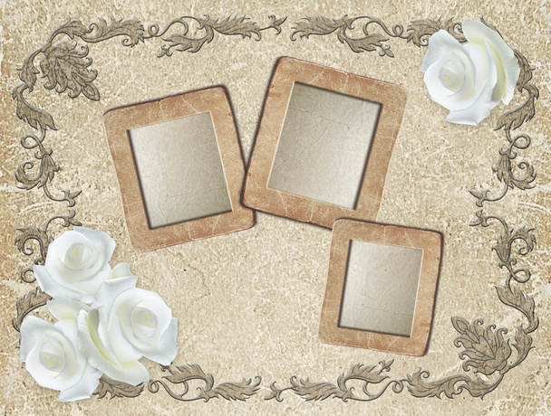 Grunge frame with roses - Photo, Image