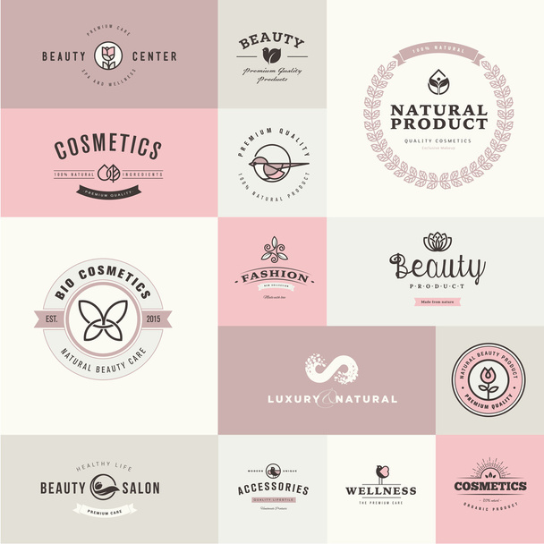 Set of flat design icons for beauty and cosmetics - Vector, Image