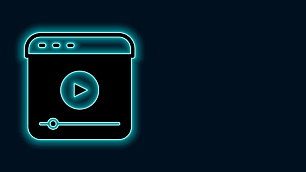 Gloeiende neon lijn Live streaming online videogame afspelen pictogram geïsoleerd op zwarte achtergrond. 4K Video motion grafische animatie. - Video