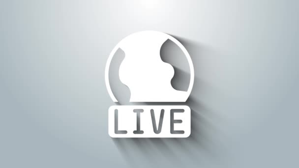 Το εικονίδιο αναφοράς White Live απομονώθηκε σε γκρι φόντο. Ζωντανά νέα, καυτά νέα. 4K Γραφική κίνηση κίνησης βίντεο. - Πλάνα, βίντεο