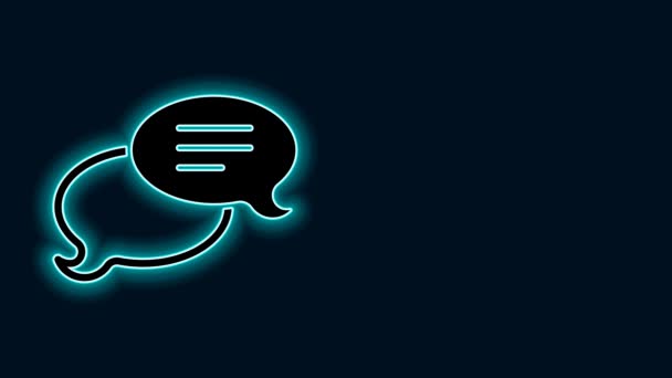Gloeiende neon lijn Speech bubble chat pictogram geïsoleerd op zwarte achtergrond. Bericht icoon. Communicatie of commentaar chat symbool. 4K Video motion grafische animatie. - Video