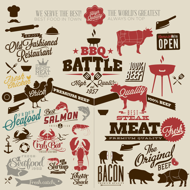 食品のデザイン要素の巨大なセット - ベクター画像
