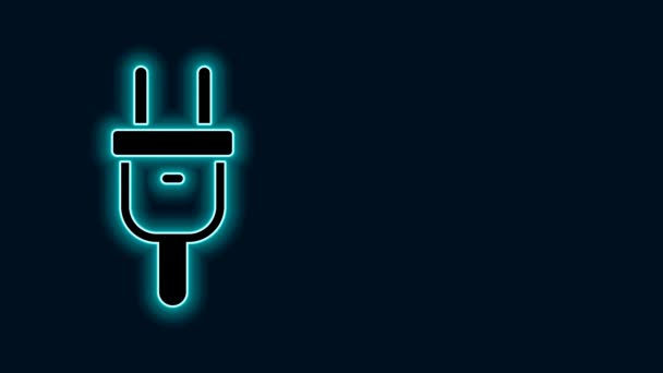 Glowing neon line Electric plug icon isolated on black background. Concept of connection and disconnection of the electricity. 4K Video motion graphic animation. - Footage, Video