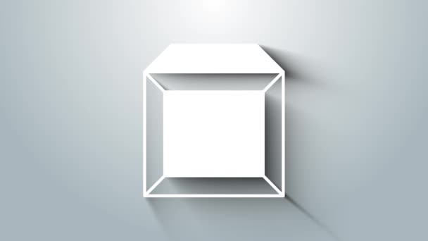 Icono de caja de cartón blanco aislado sobre fondo gris. Caja, paquete, signo de paquete. Entrega y embalaje. Animación gráfica de vídeo 4K. - Imágenes, Vídeo