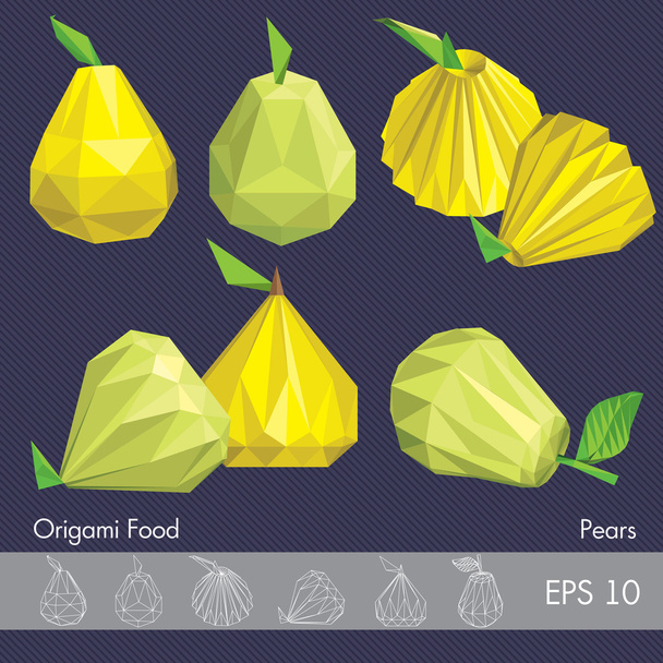 Origami pears set - Vector, Image