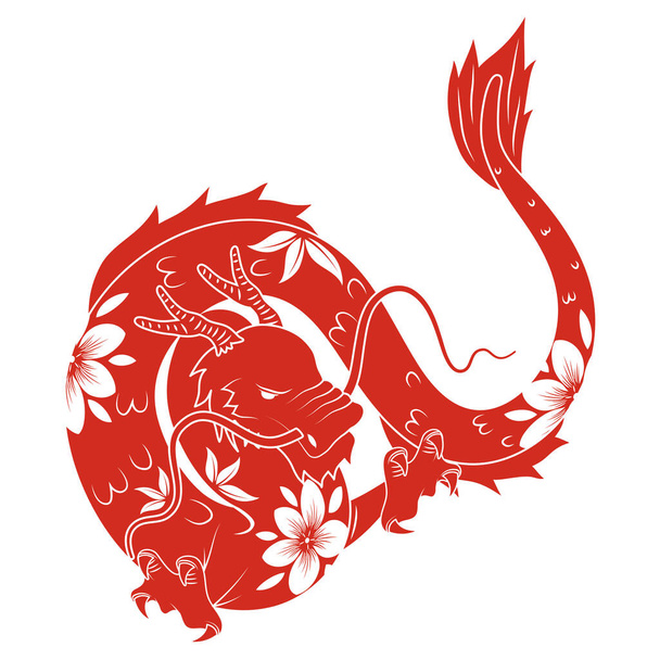 dragão chinês zodíaco ícone animal - Vetor, Imagem