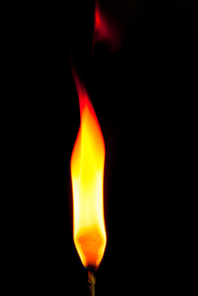 Background with m Fire flames on black background - Foto, Imagen