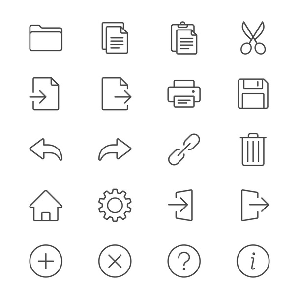 Aplicación barra de herramientas iconos delgados
 - Vector, imagen