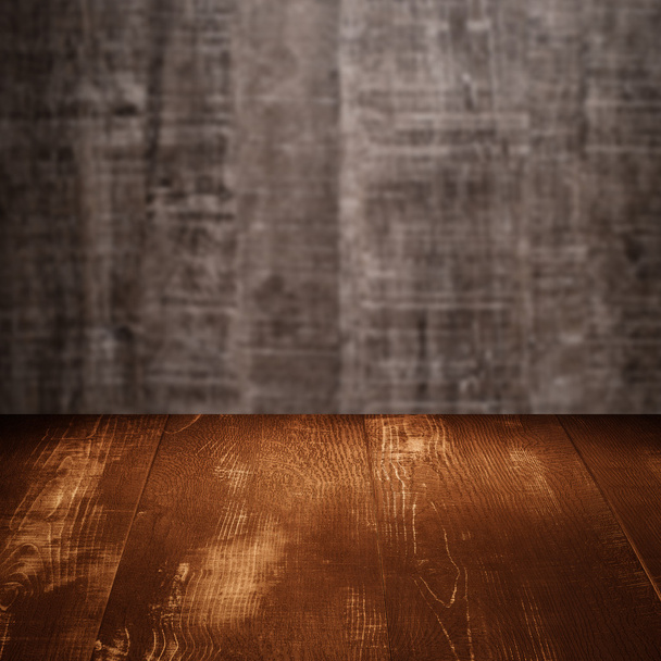 table with wooden wall - Foto, Bild