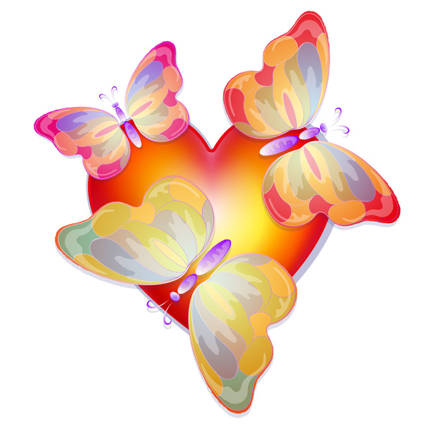 heart with butterflies - Вектор, зображення