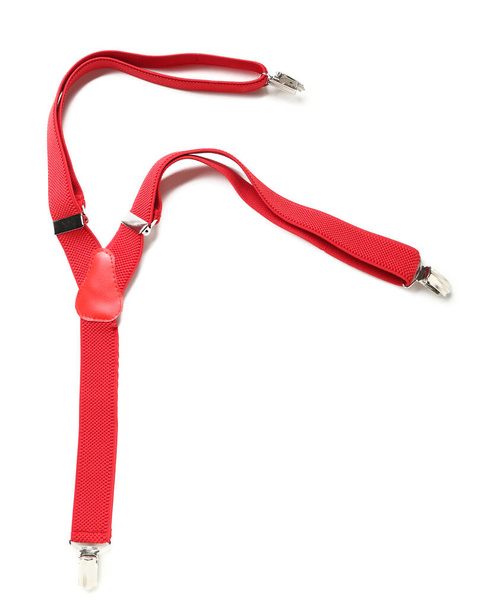 Bretelles rouges élégantes sur fond blanc - Photo, image
