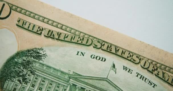 Az Egyesült Államok Pénzügyminisztériumának épülete egy 10 dolláros bankjegyen. 4k felvétel - Felvétel, videó