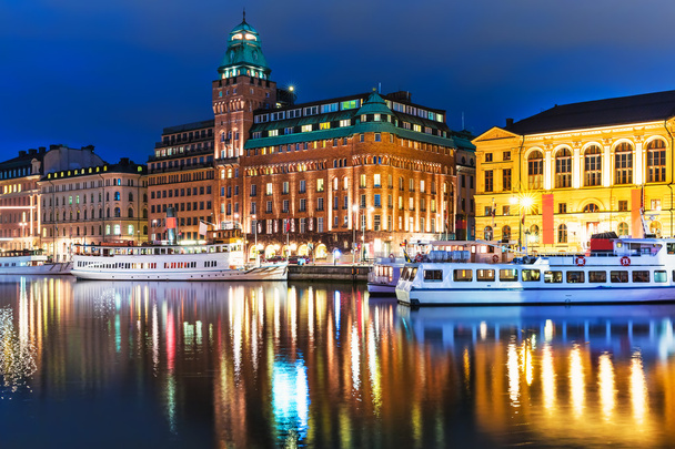 Night scenery of Stockholm, Sweden - Foto, Imagem