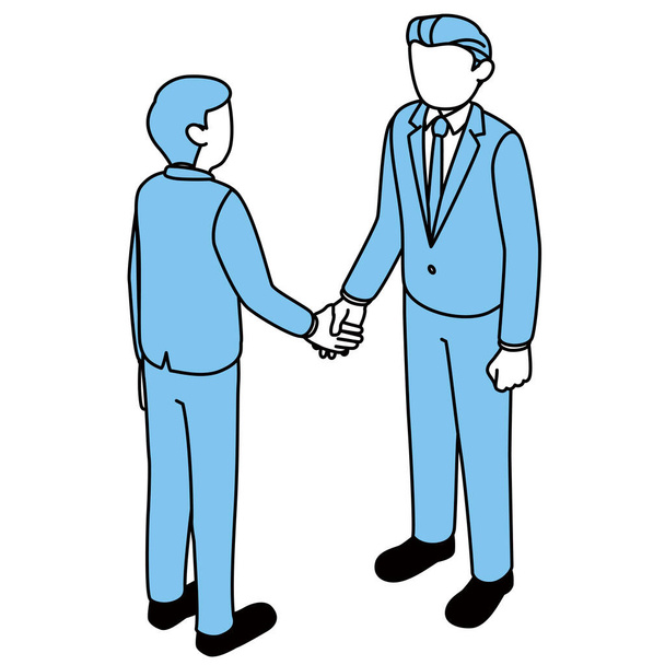 Um homem de negócios apertando as mãos com seu parceiro de negócios, dois homens de negócios - Vetor, Imagem