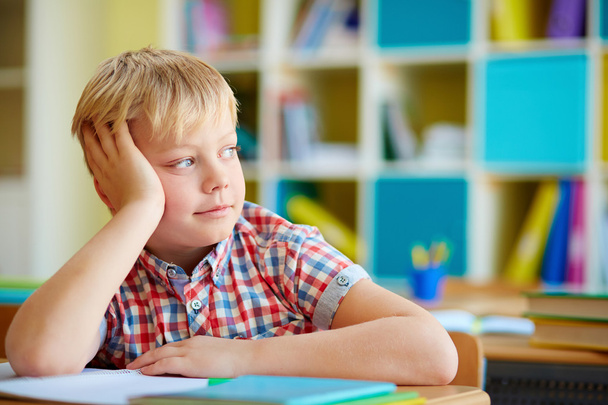 Schoolboy sitting at lesson - Photo, Image