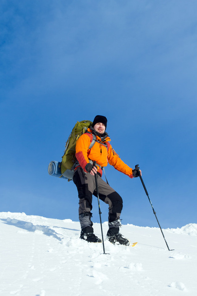 Hiker in winter mountains - Fotografie, Obrázek