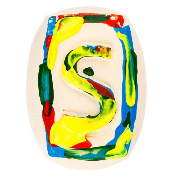 Colorful handmade of white clay letter S - Fotoğraf, Görsel