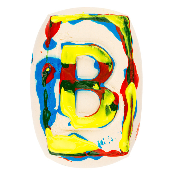 Colorful handmade of white clay letter B  - Fotoğraf, Görsel