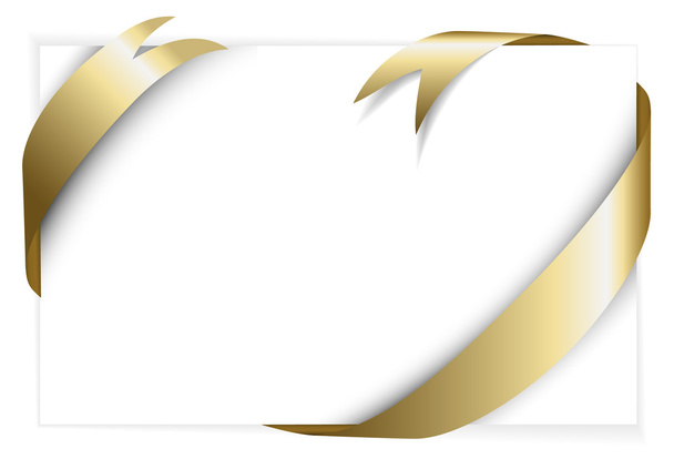Golden ribbon around white paper - Vector, Image