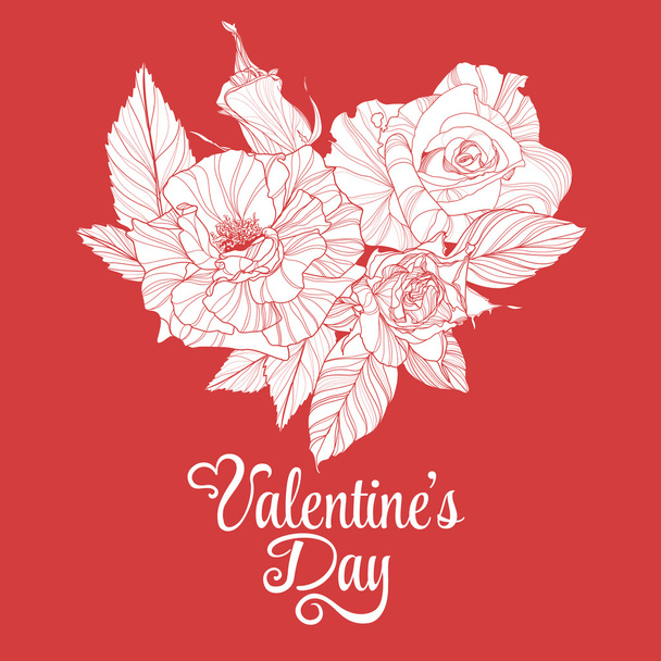 Valentines day design with rose - Διάνυσμα, εικόνα