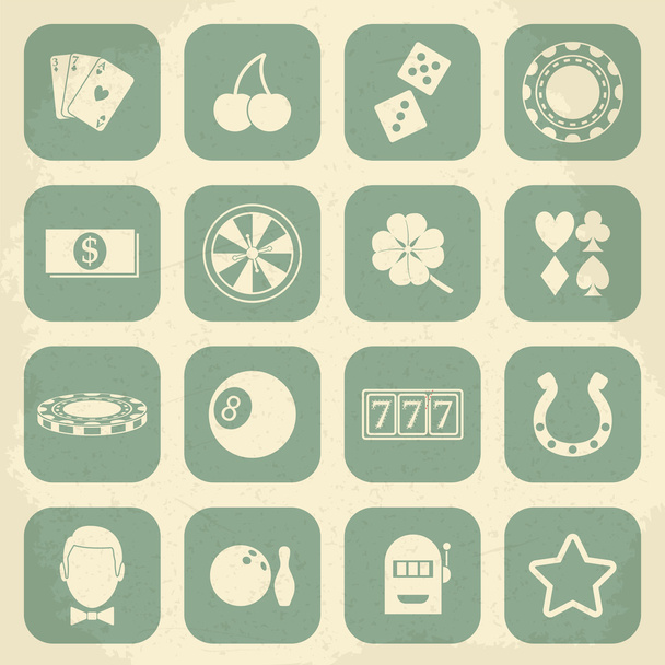 Casino retro icons set. Vector illustration - Vecteur, image