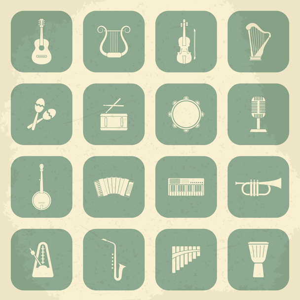 Retro Musical Instruments Icons. Ilustración vectorial
 - Vector, imagen