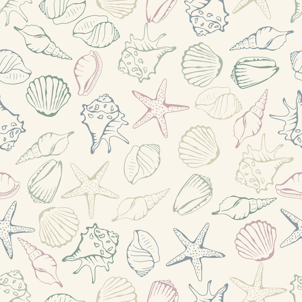 Sea shell seamless pattern. Vector illustration - Vettoriali, immagini