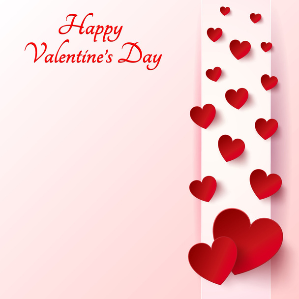 Valentines Day -  Red Heart on light background - vector illustr - Vector, Imagen