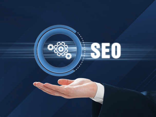 SEOの検索エンジンの最適化、リンク構築とオンラインブランドのバナー - 写真・画像
