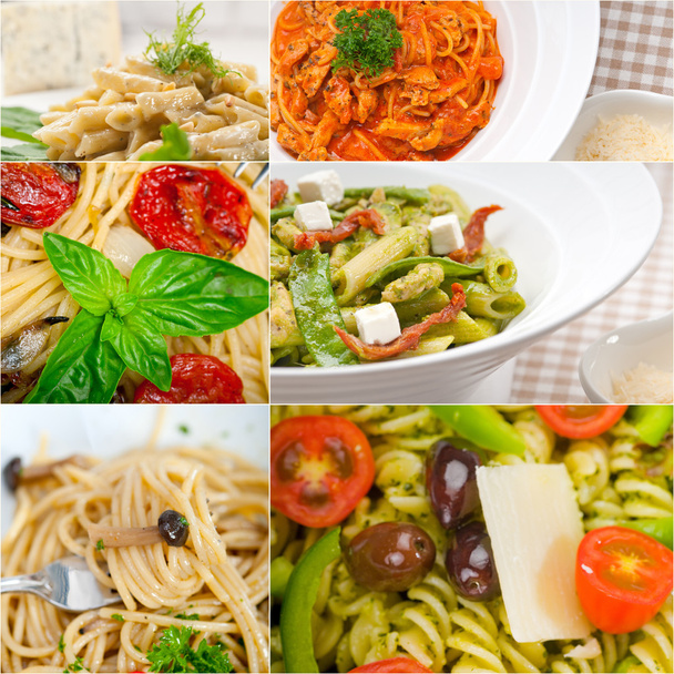 collection of different type of Italian pasta collage - Photo, Image