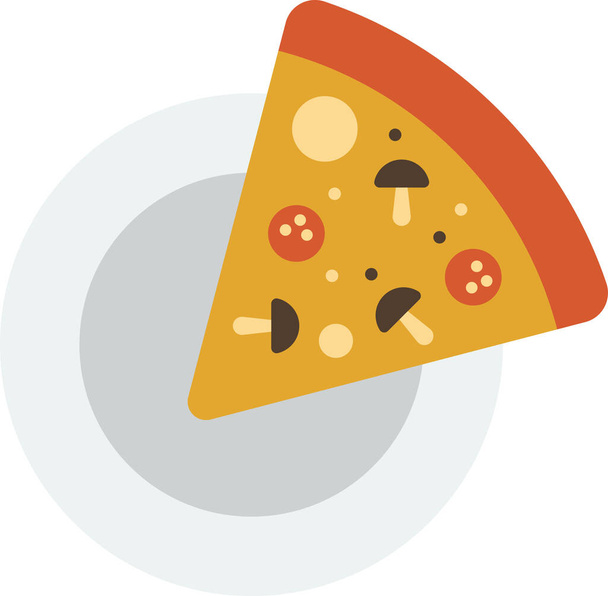 Pizza de arriba ilustración en estilo mínimo aislado sobre fondo - Vector, Imagen