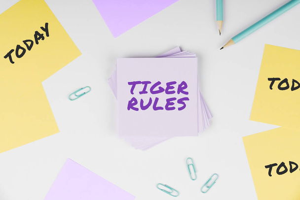 Firma mostrando le regole della tigre, idea di business Forza di volontà e forza personale Resistenza al dominio imperiale - Foto, immagini