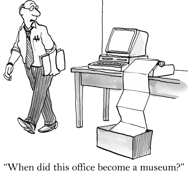 (Vettore) La vecchia stampante appartiene al museo
 - Vettoriali, immagini