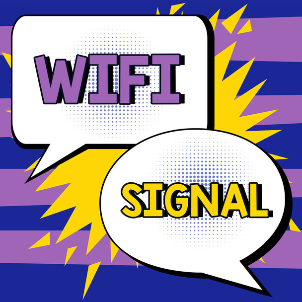 Inspiration montrant signe Signal Wifi, Mot écrit sur fournir Internet haut débit sans fil et connexions réseau - Photo, image