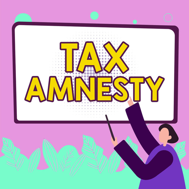 Tekst met inspiratie Tax Amnesty, Business showcase beperkte tijd voor bepaalde groep belastingbetalers om te betalen - Foto, afbeelding