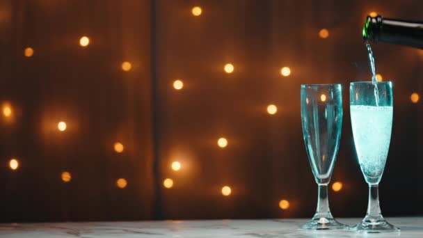 two goblets of champagne for new year party event - Footage, Video