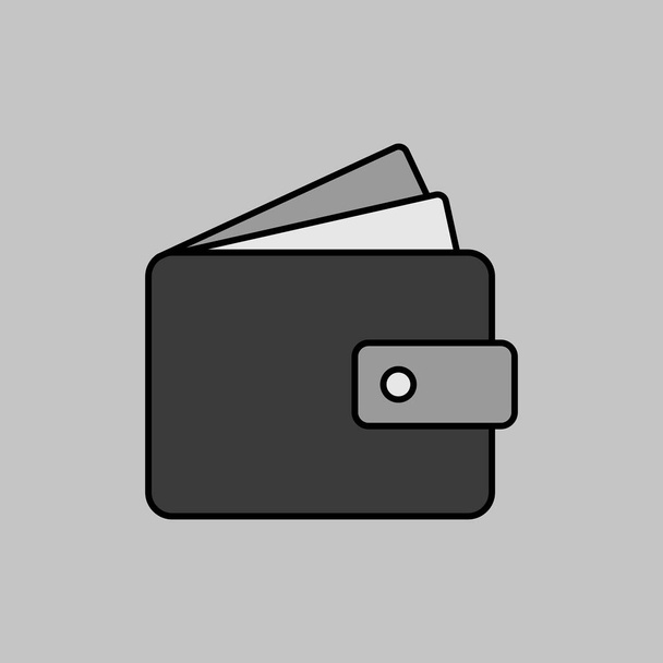 Purse grayscale icon vector. Money sign Isolated. Pay, online mobile payment, bill, payment, salary, shopping concept. E-commerce - Vector, Image